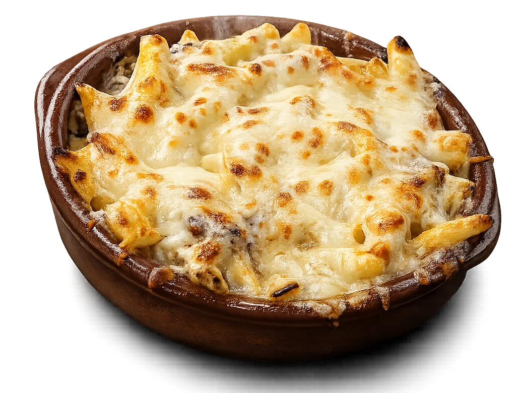 Pasticcio served in a ceramic bowl