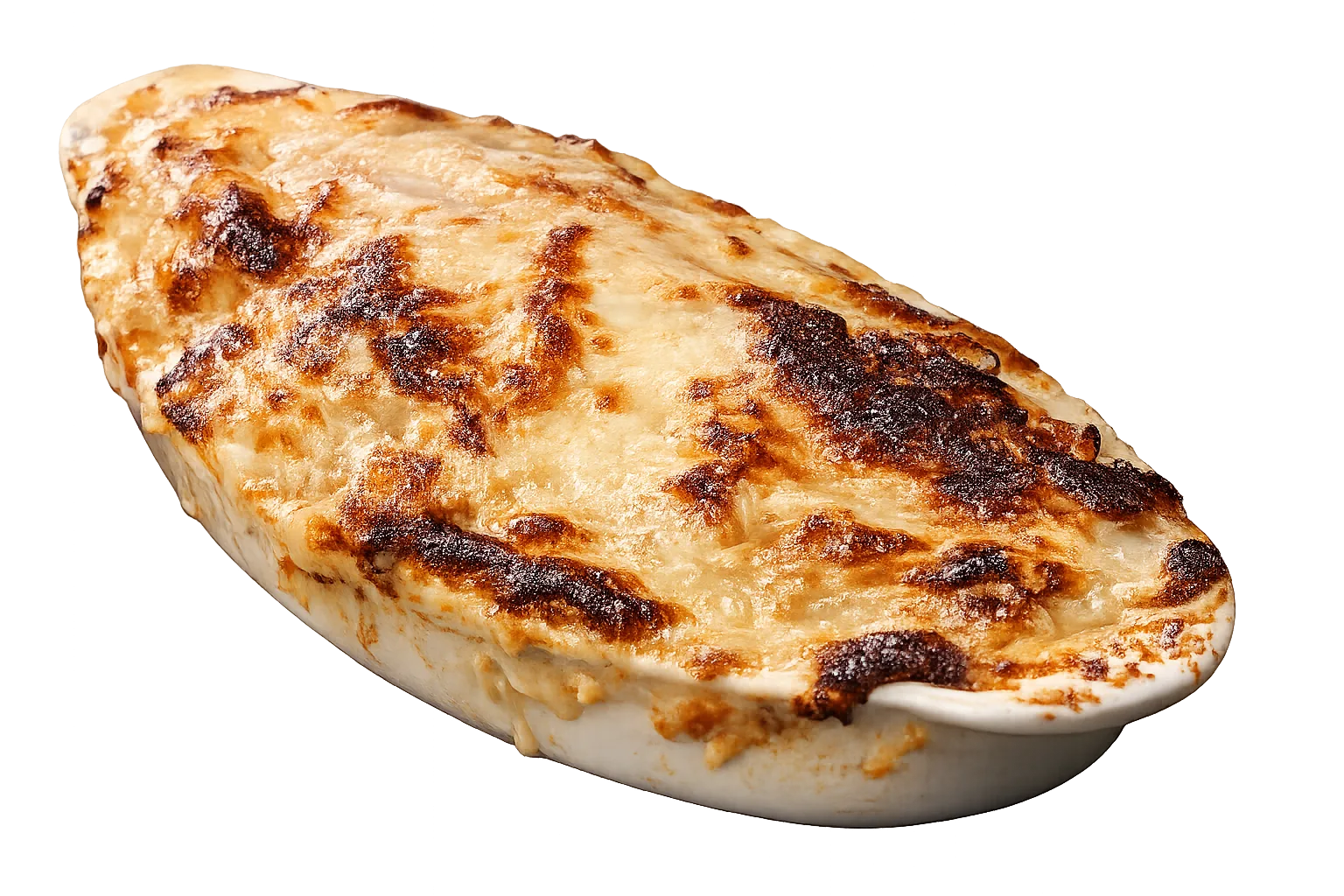 Oven-baked Mediterranean pasticcio gratinéed with cheese